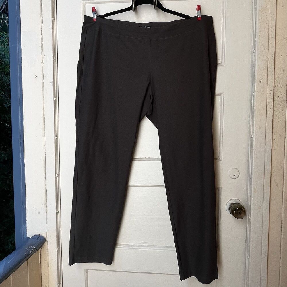 Eileen Fisher pants XL size XL Faded Brown pull on  viscose basic staple w/flaws
